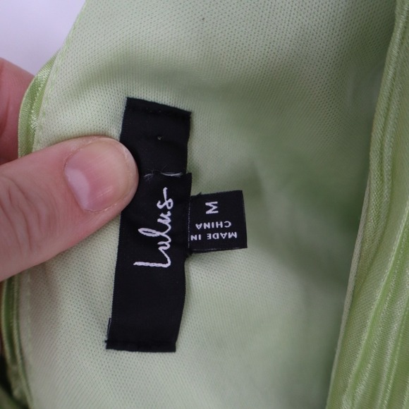 Lulus Melitta Maxi Dress Womens Medium Lime Green Plisse Pleated Sash Sleeveless - Picture 6 of 6